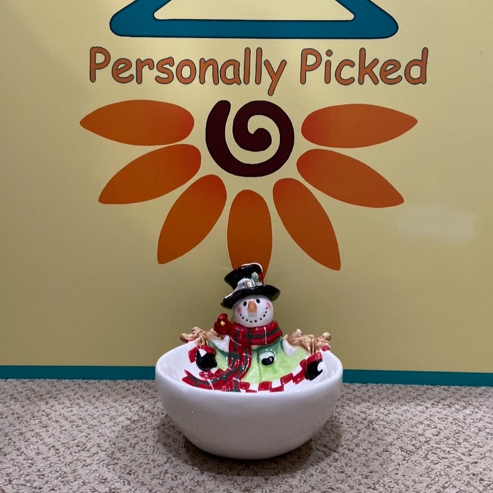 Corner Ruby Snowman Candy Bowl